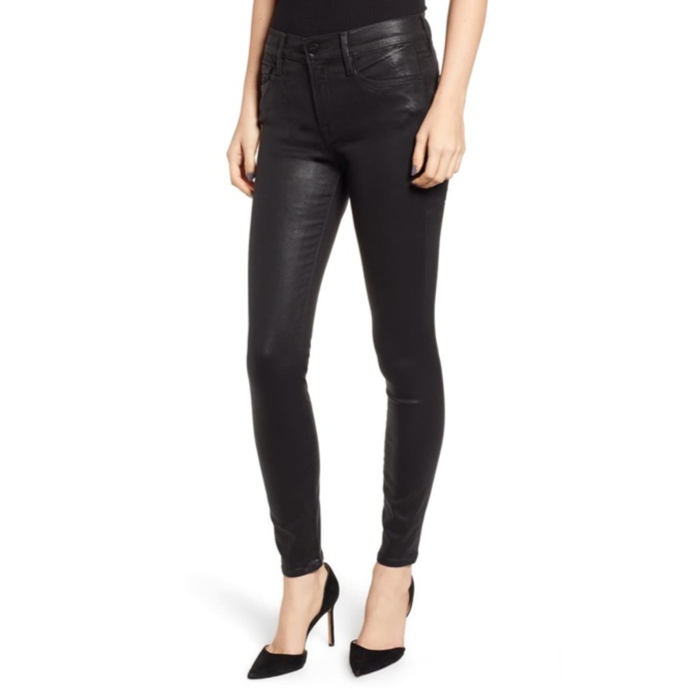 NWT Frame Denim Le Skinny Jeanne Coated Jean Black 31